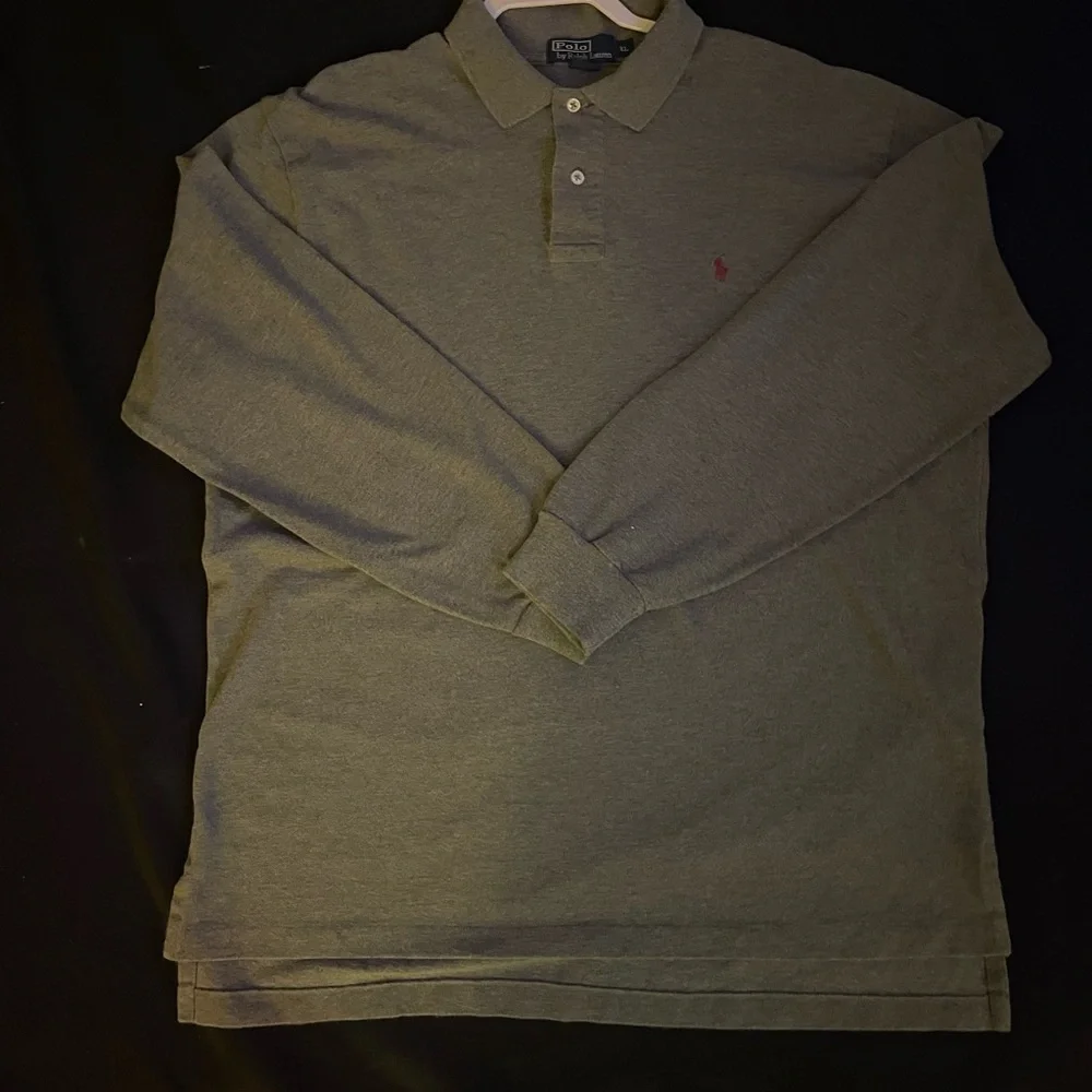 Ralph‎ Lauren Long Sleeve Gray Polo Embroidered Pony Shirt Men’s Size XL
